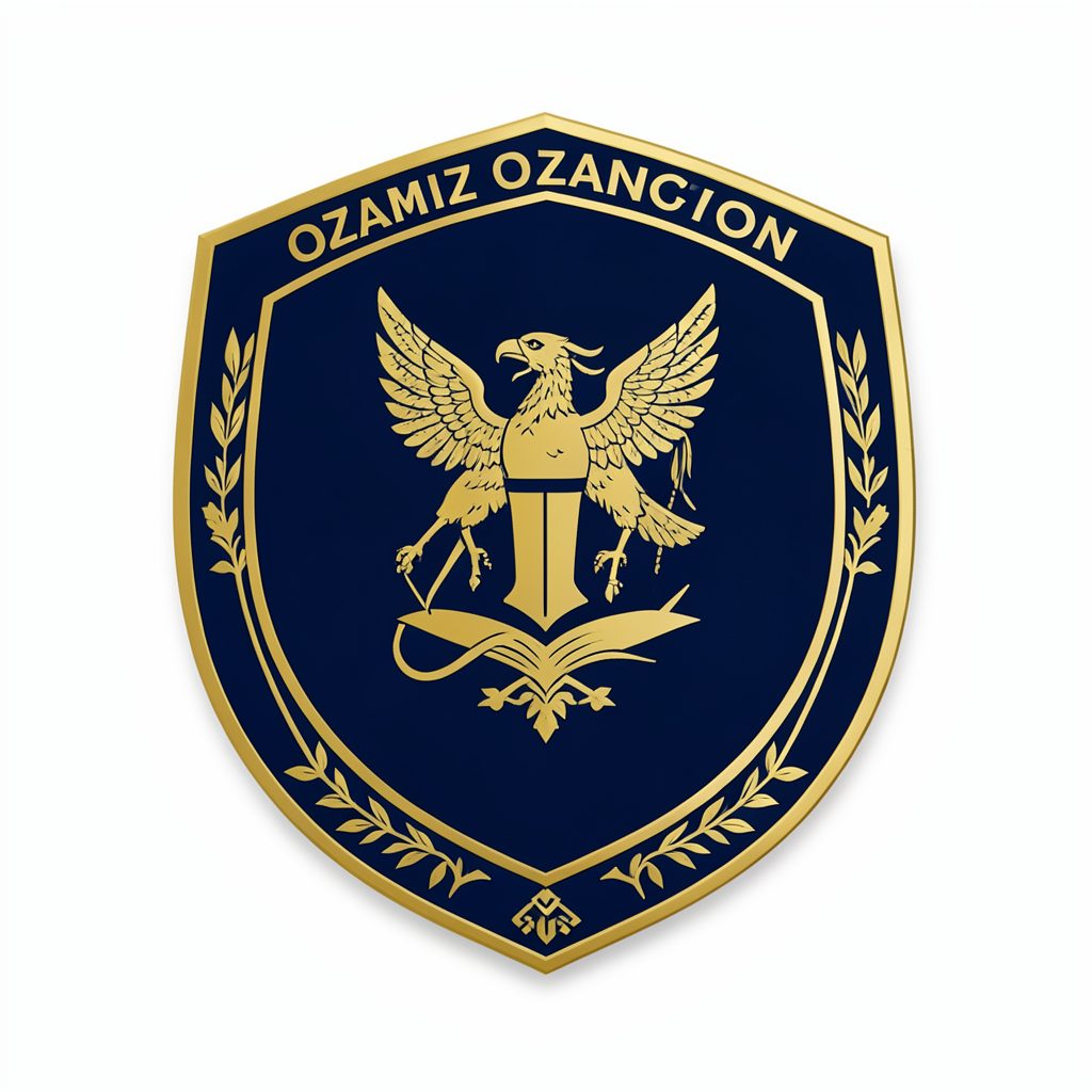 DepEd Ozamiz division seal in deep navy blue and gold, set on a white background